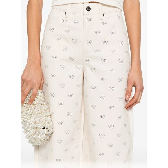 Self Portrait Bow Embellished High Waist Denim Size 25 - Picture 2 of 8